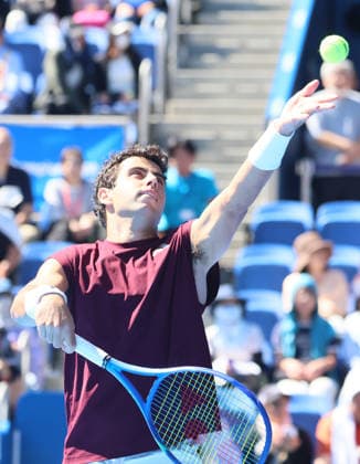 October 1, 2026, Tokyo, Japan - Jaume Munar of Spain tosses the ball to deliver service against Taylor Fritz of the United States during the first round match of the Japan Open tennis championship at the Ariake Colosseum in Tokyo on Thursday, October 1, 2026. (photo by Yoshio Tsunoda AFLO) Noxthirdxpartyxsales  0868317649st YoshioxTsunodax