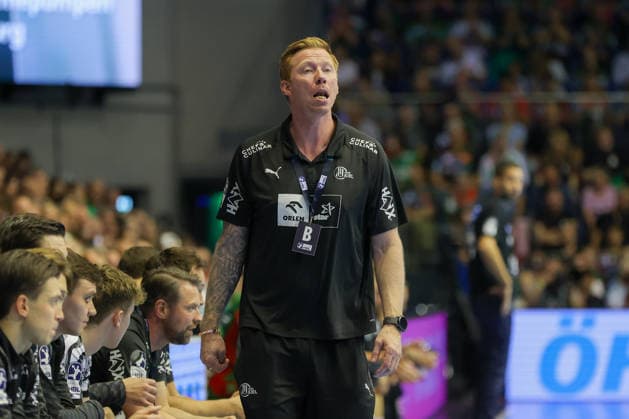 September 30, 2026, xgox, Handball: Opel HBL SC Magdeburg vs. THW Kiel (emspor), from left: Berge, Lund, Kiel; Magdeburg Coach