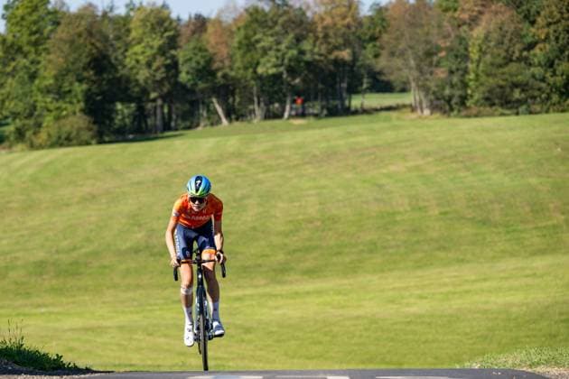 Australian Megan Arens is pictured in action during a training before the cycling European Championships, in Ljubljana, Slovenia, Thursday 1 October 2026. The UEC road championships are taking place from 03 to 07 October. DAVIDxPINTENS  x188435106x