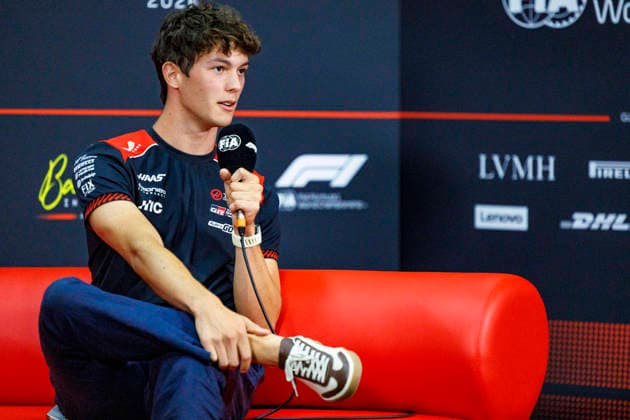 1st October 2026; Sepang IC, Kuala Lumpur, Malaysia; Formula 1, Bahrain Grand Prix, Arrival Day; Oliver Bearman (87) of Great Britain and TGR Haas F1 Team during the press conference, PK, Pressekonferenz at the Bahrain Grand Prix StephenxBlackberry