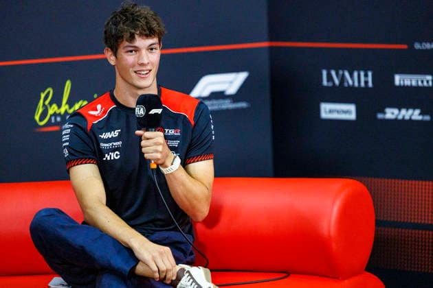 1st October 2026; Sepang IC, Kuala Lumpur, Malaysia; Formula 1, Bahrain Grand Prix, Arrival Day; Oliver Bearman (87) of Great Britain and TGR Haas F1 Team during the press conference, PK, Pressekonferenz at the Bahrain Grand Prix StephenxBlackberry