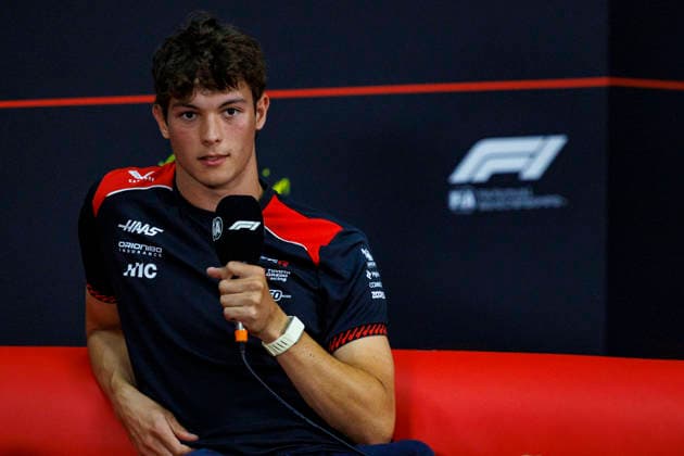 1st October 2026; Sepang IC, Kuala Lumpur, Malaysia; Formula 1, Bahrain Grand Prix, Arrival Day; Oliver Bearman (87) of Great Britain and TGR Haas F1 Team during the press conference, PK, Pressekonferenz at the Bahrain Grand Prix StephenxBlackberry
