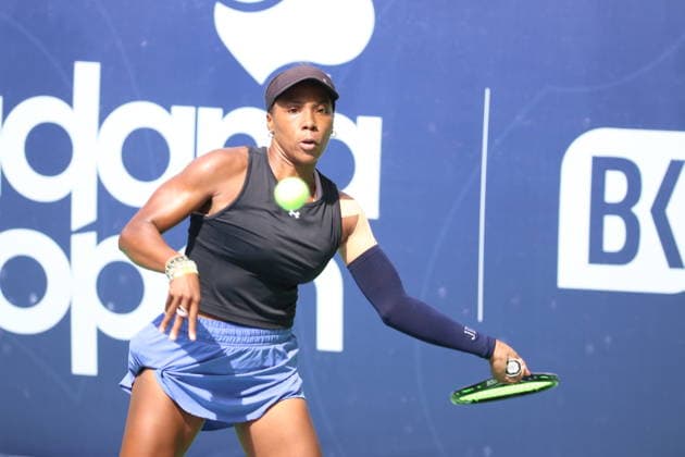 WTA, Tennis Damen 125 Adana Open Tennis Tournament ADANA, TURKIYE - OCTOBER 1: Jaeda Daniel and Fiona Crawley (not seen) of USA compete with Lara Salden (not seen) and Sloven Dalila Jakupovic (not seen) of Belgium in the quarterfinals of the WTA 125 Adana Open Tennis Tournament in Adana, Turkiye on October 1, 2026. Bekir Omer Fansa Anadolu Adana Turkey. Editorial use only. Please get in touch for any other usage.  Copyright: x2026xAnadoluxBekirxOmerxFansax