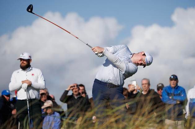1st October 2026; Carnoustie Golf Links, Carnoustie, Angus, Scotland; DP World Tour Golf, Alfred Dunhill Links Championship, Day 1; Robert Macintyre of Scotland plays a shot from the tee on the second hole DavidxYoung