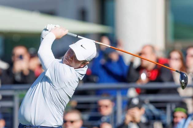 RECORD DATE NOT STATED 1st October 2026; Carnoustie Golf Links, Carnoustie, Angus, Scotland; DP World Tour Golf, Alfred Dunhill Links Championship, Day 1; Robert Macintyre of Scotland plays a shot from the tee on the first hole DavidxYoung