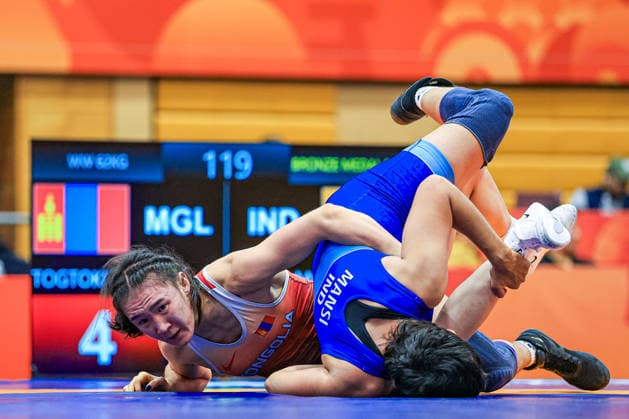 Asian Games, 62 kg Open Weight: Altjin Togtokh (MGL) def. Mansi Mansi (IND) Copyright: xAmirrezaxAliasgarix