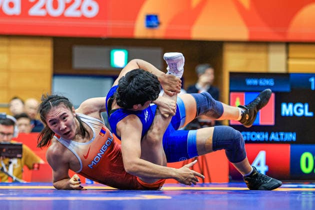 Asian Games, 62 kg Open Weight: Altjin Togtokh (MGL) def. Mansi Mansi (IND) Copyright: xAmirrezaxAliasgarix
