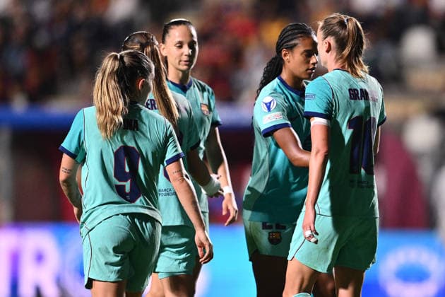 IPA89182096 - Caroline Graham Hansen of F.C. Barcelona celebrates after scoring the goal that made the score 0-4 during Matchday 2 of the 2026 27 UEFA Women s Champions League group stage, a soccer match between A.S. Roma and F.C. Barcelona at Tre Fontane Stadium on September 30, 2026, in Rome, Italy.  Copyright: xDomenicoxCippitelli IPAxSportx xx IPA89182096