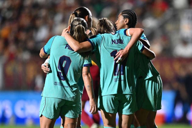 IPA89182097 - Caroline Graham Hansen of F.C. Barcelona celebrates after scoring the goal that made the score 0-4 during Matchday 2 of the 2026 27 UEFA Women s Champions League group stage, a soccer match between A.S. Roma and F.C. Barcelona at Tre Fontane Stadium on September 30, 2026, in Rome, Italy.  Copyright: xDomenicoxCippitelli IPAxSportx xx IPA89182097