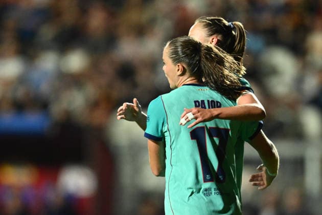 IPA89182098 - Caroline Graham Hansen of F.C. Barcelona celebrates after scoring the goal that made the score 0-4 during Matchday 2 of the 2026 27 UEFA Women s Champions League group stage, a soccer match between A.S. Roma and F.C. Barcelona at Tre Fontane Stadium on September 30, 2026, in Rome, Italy.  Copyright: xDomenicoxCippitelli IPAxSportx xx IPA89182098