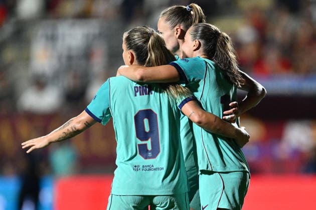 IPA89182099 - Caroline Graham Hansen of F.C. Barcelona celebrates after scoring the goal that made the score 0-4 during Matchday 2 of the 2026 27 UEFA Women s Champions League group stage, a soccer match between A.S. Roma and F.C. Barcelona at Tre Fontane Stadium on September 30, 2026, in Rome, Italy.  Copyright: xDomenicoxCippitelli IPAxSportx xx IPA89182099