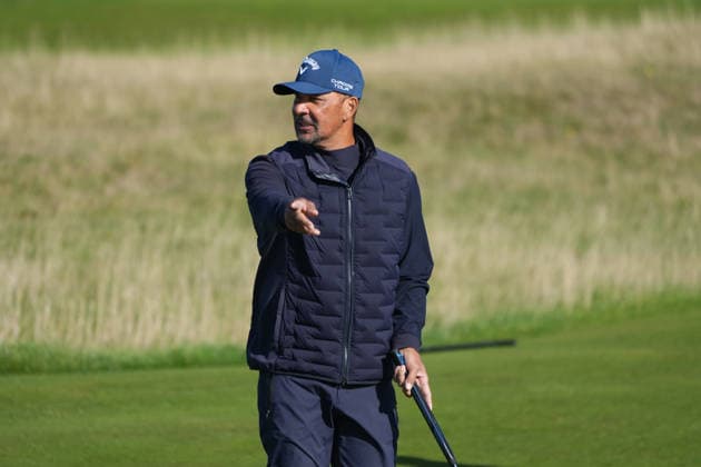 RECORD DATE NOT STATED 1st October 2026; Old Course at St Andrews, Mount Melville, Scotland; DP World Tour Golf, Alfred Dunhill Links Championship, Day 1; Ruud Gullit reacts to a putt on the 15th hole AlecxBrown