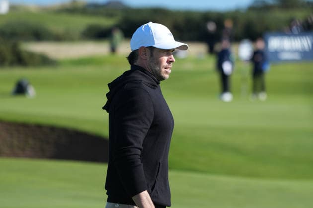 RECORD DATE NOT STATED 1st October 2026; Old Course at St Andrews, Mount Melville, Scotland; DP World Tour Golf, Alfred Dunhill Links Championship, Day 1; Gareth Bale on the 15th hole AlecxBrown