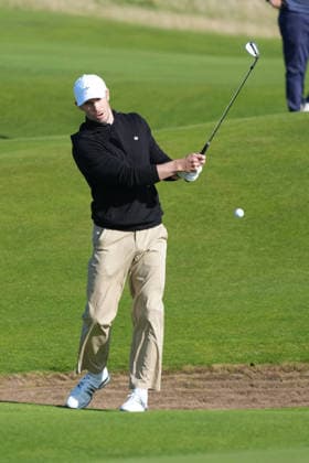 RECORD DATE NOT STATED 1st October 2026; Old Course at St Andrews, Mount Melville, Scotland; DP World Tour Golf, Alfred Dunhill Links Championship, Day 1; Gareth Bale chips near the green on the 15th hole AlecxBrown