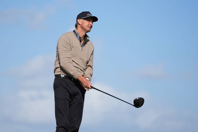 RECORD DATE NOT STATED 1st October 2026; Old Course at St Andrews, Mount Melville, Scotland; DP World Tour Golf, Alfred Dunhill Links Championship, Day 1; Tom Chaplin watches his tee shot on the 16th hole AlecxBrown