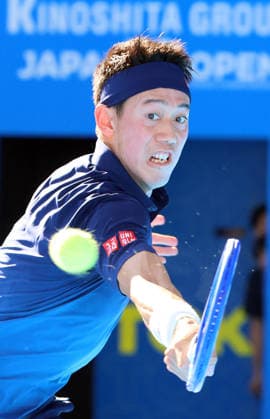 October 1, 2026, Tokyo, Japan - Japan s Kei Nishikori returns the ball against Frances Tiafoe of the United States during the first round match of the Japan Open tennis championship at the Ariake Colosseum in Tokyo on Thursday, October 1, 2026. (photo by Yoshio Tsunoda AFLO) Noxthirdxpartyxsales  aflo_352373647 YoshioxTsunodax