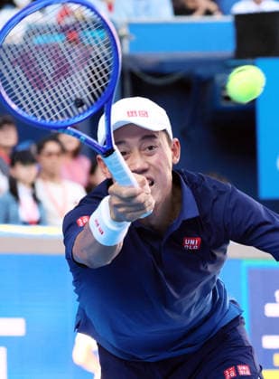October 1, 2026, Tokyo, Japan - Japan s Kei Nishikori returns the ball against Frances Tiafoe of the United States during the first round match of the Japan Open tennis championship at the Ariake Colosseum in Tokyo on Thursday, October 1, 2026. (photo by Yoshio Tsunoda AFLO) Noxthirdxpartyxsales  aflo_352374049 YoshioxTsunodax
