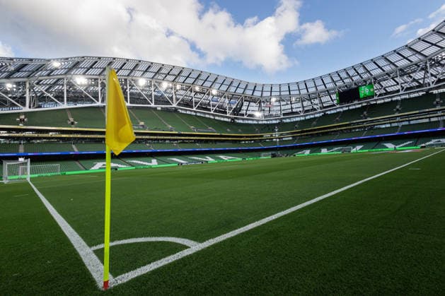 SOCCER - NL, IRL vs AUT DUBLIN,IRELAND,01.OCT.26 - SOCCER - UEFA Nations League, OEFB international match, Länderspiel, Nationalmannschaft Ireland vs Austria. Image shows an overview of the Aviva Stadium. GEPAxpictures xArminxRauthner