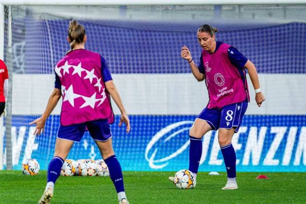 SOCCER - WCL, A.Wien vs Inter VIENNA,AUSTRIA,01.OCT.26 - SOCCER - UEFA Women s Champions League, FK Austria Wien vs FC Internationale Milano. Image shows Katharina Schiechtl (A.Wien) during warm-up.  GEPAxpictures xKevinxHackner