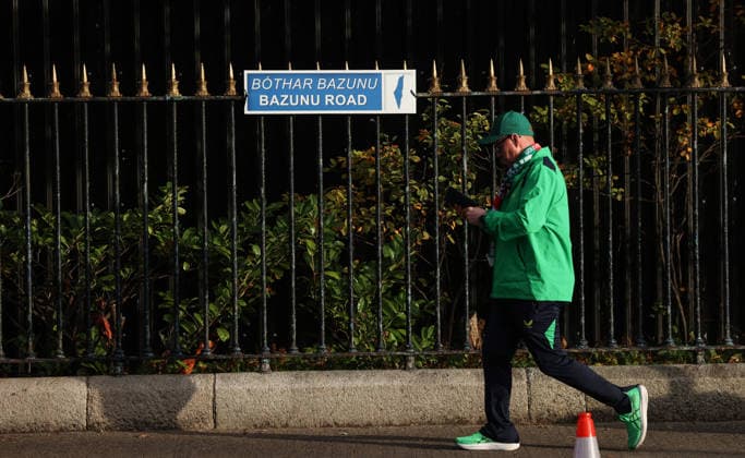 UEFA Nations League Group Stage, Aviva Stadium, Dublin 1 10 2026 Republic of Ireland vs Austria A view of a sign reading ˜Bazunu Road™ ahead of the game A view of a sign reading ˜Bazunu Road™ ahead of the game 1 10 2026  Copyright: xx ISS_9845