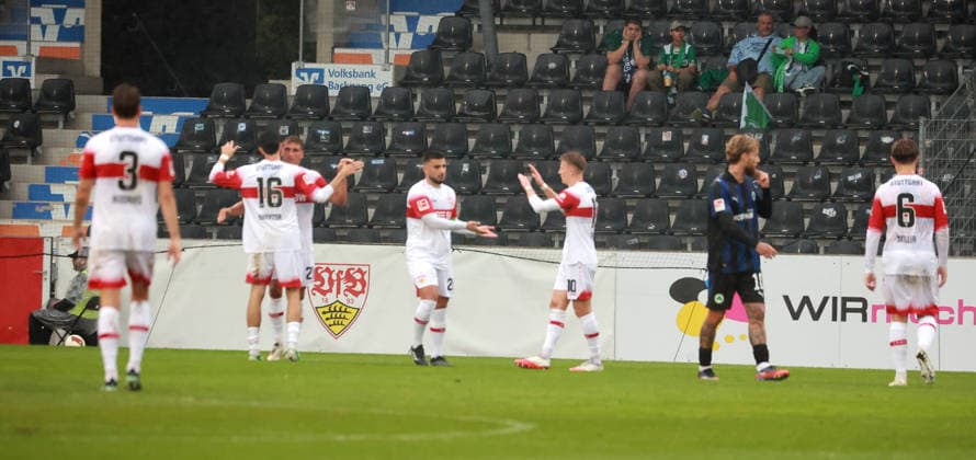 October 1, 2026, VfB Stuttgart vs. SpVgg Greuther Fürth, Germany, Großaspach, October 1, 2026, Soccer, Bundesliga, 2026–2027 season, Friendly match, VfB Stuttgart vs. SpVgg Greuther Fürth, Deniz Undav, VfB Stuttgart, celebration, goal, 1–0, Undav