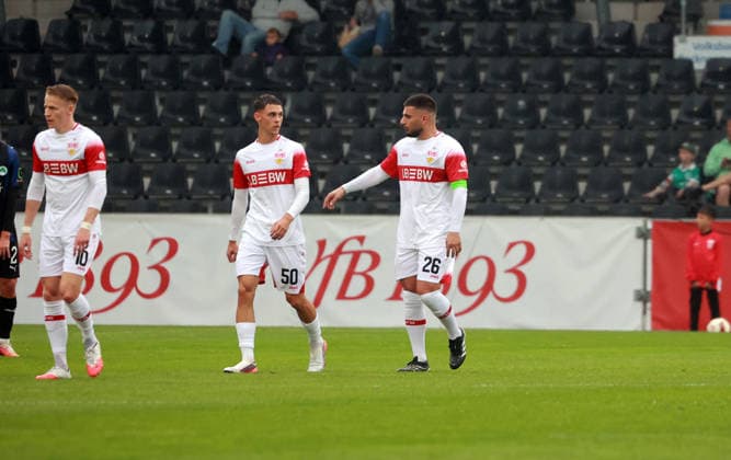 October 1, 2026, VfB Stuttgart vs. SpVgg Greuther Fürth, Germany, Großaspach, October 1, 2026, Soccer, Bundesliga, 2026–2027 season, friendly match, VfB Stuttgart vs. SpVgg Greuther Fürth, Deniz Undav, VfB Stuttgart, celebration, goal, 1–0, Undav