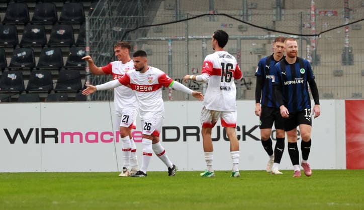 October 1, 2026, VfB Stuttgart vs. SpVgg Greuther Fürth, Germany, Großaspach, October 1, 2026, Soccer, Bundesliga, 2026–2027 season, friendly match, VfB Stuttgart vs. SpVgg Greuther Fürth, Deniz Undav, VfB Stuttgart, celebration, goal, 1–0, Undav