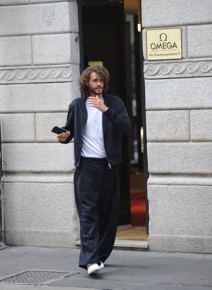 RECORD DATE NOT STATED IPA89184274 - Milan—photo by Mimmo Carriero—Olympic champion Gianmarco Tamberi arrives in the city center and enters the prestigious Omega boutique to buy an extremely expensive watch  Copyright: xx xx 0868338328st