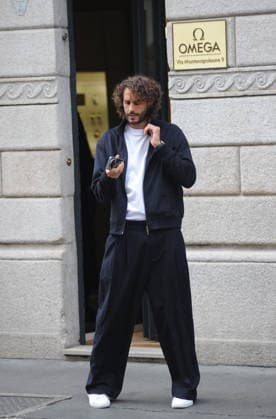 RECORD DATE NOT STATED IPA89184278 - Milan—photo by Mimmo Carriero—Olympic champion Gianmarco Tamberi arrives in the city center and enters the prestigious Omega boutique to buy an extremely expensive watch  Copyright: xx xx 0868338648st