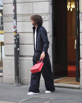 RECORD DATE NOT STATED IPA89184301 - Milan—photo by Mimmo Carriero—Olympic champion Gianmarco Tamberi arrives in the city center and enters the prestigious Omega boutique to buy an extremely expensive watch  Copyright: xx xx 0868338654st