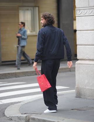 RECORD DATE NOT STATED IPA89184314 - Milan—photo by Mimmo Carriero—Olympic champion Gianmarco Tamberi arrives in the city center and enters the prestigious Omega boutique to buy an extremely expensive watch  Copyright: xx xx 0868338658st