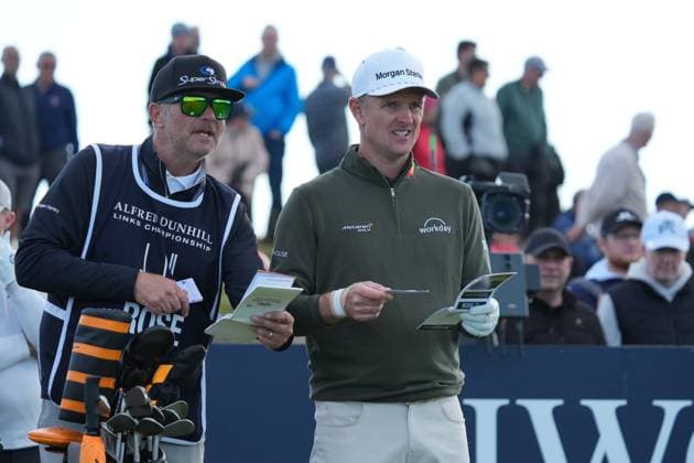 Justin Rose on the 9th tee Alfred Dunhill Links Championship, Round 1, Carnoustie Golf Links, Tayside, UK, Scotland - 01 Oct 2026 Scotland United Kingdom  Copyright: xStuartxWallace Shutterstockx 17180148l