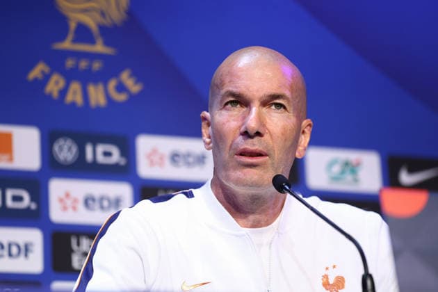 October 1, 2026, Saint-Denis, Ile-De-France, France: Head coach ZINEDINE ZIDANE of France during the press conference, PK, Pressekonferenz a day ahead of the UEFA Nations League 2026 27 groupe stage matchday 3 of 6 between FRANCE and ITALY at the Stade de France in Saint-Denis, France. Saint-Denis France - ZUMAc179 20261001_zep_c179_027 Copyright: xMickaelxChavetx