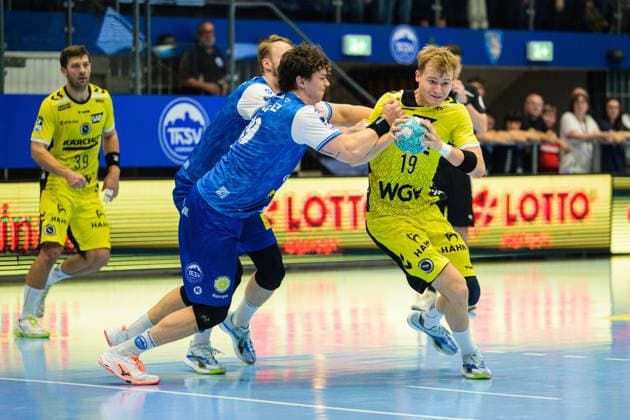 Linus Schmid, TVB Stuttgart, 19; Tillman Leu, ThSV Eisenach, 99; Dominik Solak, ThSV Eisenach, 30; Malte Donker, TVB Stuttgart, 39 (GER), ThSV Eisenach vs. TVB Stuttgart, 1st Opel Handball Bundesliga, Handball, Matchday 7, 2026–2027 season, 7:00 p.m., October 1, 2026 GER, ThSV Eisenach vs. TVB Stuttgart, 1st Opel Handball Bundesliga, Handball, Matchday 7, 2026–2027 season, 7:00 p.m., October 1, 2026 Eisenach Copyright: xMartinxHerbstx