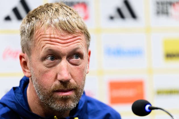 261001 Head coach Graham Potter of the Swedish men s national soccer team at a press conference on October 1, 2026 in Sarajevo. Photo by Ludvig Thunman, BILDBYRAN. Code: LT LT0822. soccer football fotball. UEFA Nations League. press conference. Sweden. Sweden A. BBENG. soccer football fotball. UEFA Nations League. press conference. press conference Sweden Sweden Sweden A BBENG  Copyright: LUDVIGxTHUNMAN BB261001LT003