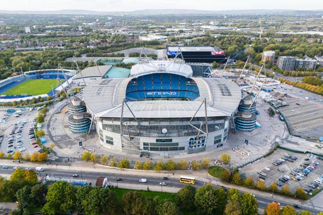 Manchester City Women gegen Real Madrid Women, 1. Oktober 2026, UEFA Women’s Champions League, Gruppenphase, Manchester City gegen Real Madrid, Eine allgemeine Luftaufnahme (GV) des Etihad-Stadions. Foto: Simon Stacpoole, Offside, Manchester, Großbritannien  Copyright: xSimonxStacpoolexOffside