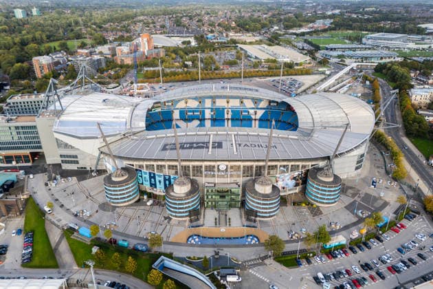 Manchester City Women gegen Real Madrid Women, 1. Oktober 2026, UEFA Women’s Champions League, Gruppenphase, Manchester City gegen Real Madrid, Eine allgemeine Luftaufnahme (GV) des Etihad-Stadions. Foto: Simon Stacpoole, Offside, Manchester, Großbritannien  Copyright: xSimonxStacpoolexOffside