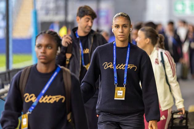 RECORD DATE NOT STATED 1st October 2026; Joie Stadium, Manchester, England; UEFA Womens Champions League Football, Manchester City versus Real Madrid; Maelle Lakrar of Real Madrid Femenino arrives at the stadium TimxWilliams
