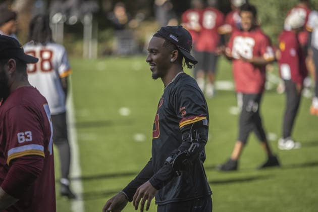 CHADLER’S CROSS, ENGLAND - SEPTEMBER 30: Jayden Daniels of the Washington Commanders during the Washington Commanders training session at The Grove on September 30, 2026 in Chandler’s Cross, England. Copyright: xJodyxDemayx-xDaviesx xSPPx Sportspressphoto_SPR243399
