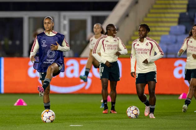 RECORD DATE NOT STATED 1st October 2026; Joie Stadium, Manchester, England; UEFA Womens Champions League Football, Manchester City versus Real Madrid; Maelle Lakrar of Real Madrid Femenino during the warm up TimxWilliams