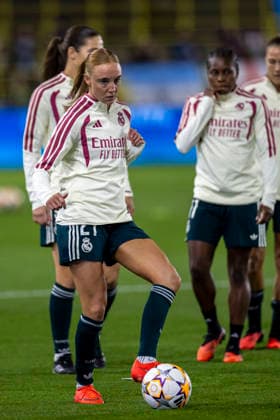 RECORD DATE NOT STATED 1st October 2026; Joie Stadium, Manchester, England; UEFA Womens Champions League Football, Manchester City versus Real Madrid; Sara Holmgaard of Real Madrid Femenino during the warm up TimxWilliams
