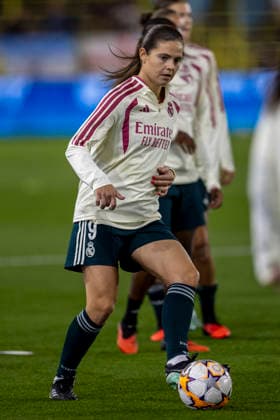 RECORD DATE NOT STATED 1st October 2026; Joie Stadium, Manchester, England; UEFA Womens Champions League Football, Manchester City versus Real Madrid; Signe Braun of Real Madrid Femenino during the warm up TimxWilliams