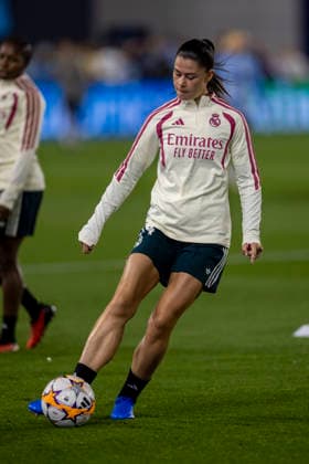 RECORD DATE NOT STATED 1st October 2026; Joie Stadium, Manchester, England; UEFA Womens Champions League Football, Manchester City versus Real Madrid; Maria Lendez of Real Madrid Femenino during the warm up TimxWilliams
