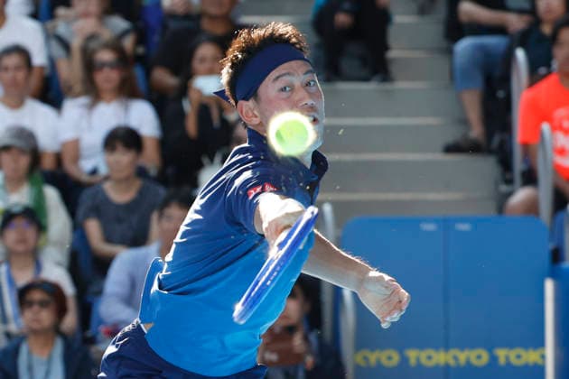 October 1, 2026, Tokyo, Japan: Kei Nishikori (Japan) returns a shot against Frances Tiafoe (USA) during their Round of 32 match at the Kinoshita Group Japan Open Tennis Championships at Ariake Colosseum in Tokyo. The tournament runs from September 29 to October 6. Tiafoe won 6-4, 6-4. Tennis 2026: Frances Tiafoe Battles Kei Nishikori In Japan Open  - ZUMAm191 20261001_aap_m191_042 Copyright: xRodrigoxReyesxMarinx