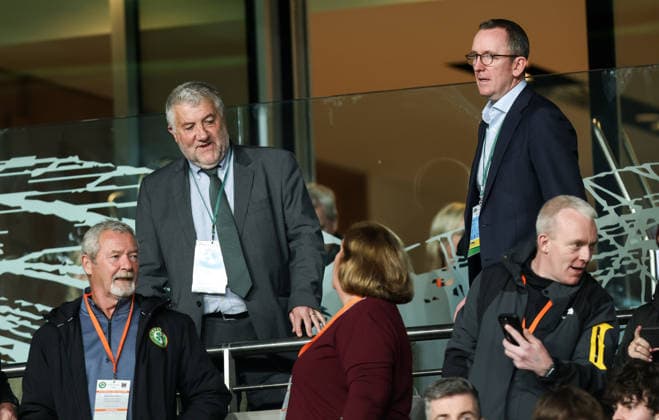 UEFA Nations League Group Stage, Aviva Stadium, Dublin 1 10 2026 Republic of Ireland vs Austria FAI President Paul Cooke and FAI CEO David Courell Paul Cooke and David Courell 1 10 2026 Copyright: xx RDR_8906