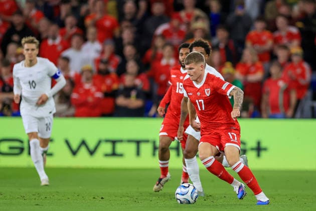 Wales v Denmark UEFA Nations League Joredan James of Wales during the UEFA Nations League Group D match at the Cardiff City Stadium, Cardiff 01 10 2026 UK Newspapers OUT Copyright: xGeraintxNicholasx FIL-24019-0023