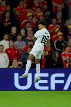 RECORD DATE NOT STATED Football - UEFA Nations League - Group A4 - Wales v Norway CARDIFF, WALES - Thursday, October 1, 2026: Norway s Oscar Bobb celebrates after scoring the first goal during the UEFA Nations League Group A4 Matchday 3 match between Wales and Norway at the Cardiff City Stadium. (Photo by David Rawcliffe Propaganda) CARDIFF Cardiff City Stadium CARDIFF WALES Copyright: xDavidxRawcliffex 2026-10-01-Wales_v_Norway-021