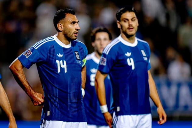 THESSALONIKI, Greece: Forward Vangelis Pavlidis of Greece during the UEFA Nations League match between Greece and the Netherlands at Toumba Stadium on October 1, 2026, in Thessaloniki, Greece. Photo by DeFodi Images