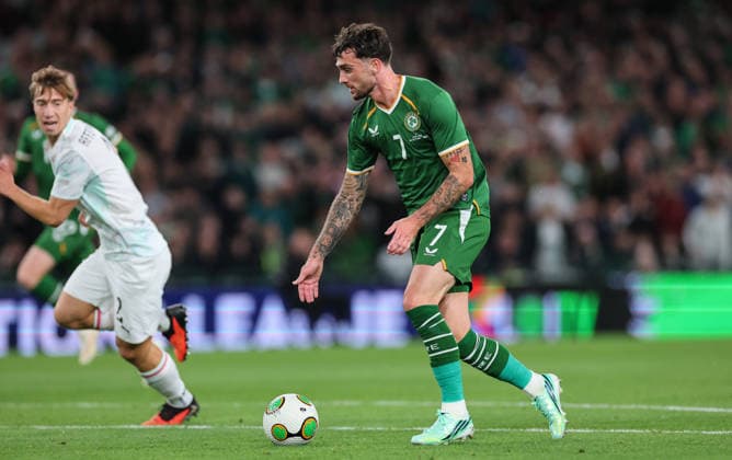 UEFA Nations League Group Stage, Aviva Stadium, Dublin 1 10 2026 Republic of Ireland vs Austria Ireland s Troy Parrott on his way to scoring his sides first goal Troy Parrott on his way to scoring his sides first goal 1 10 2026  Copyright: xx RB1_8463