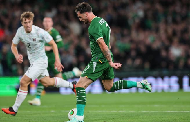 UEFA Nations League Group Stage, Aviva Stadium, Dublin 1 10 2026 Republic of Ireland vs Austria Ireland s Troy Parrott scores his sides first goal Troy Parrott scores his sides first goal 1 10 2026  Copyright: xx RB1_8472